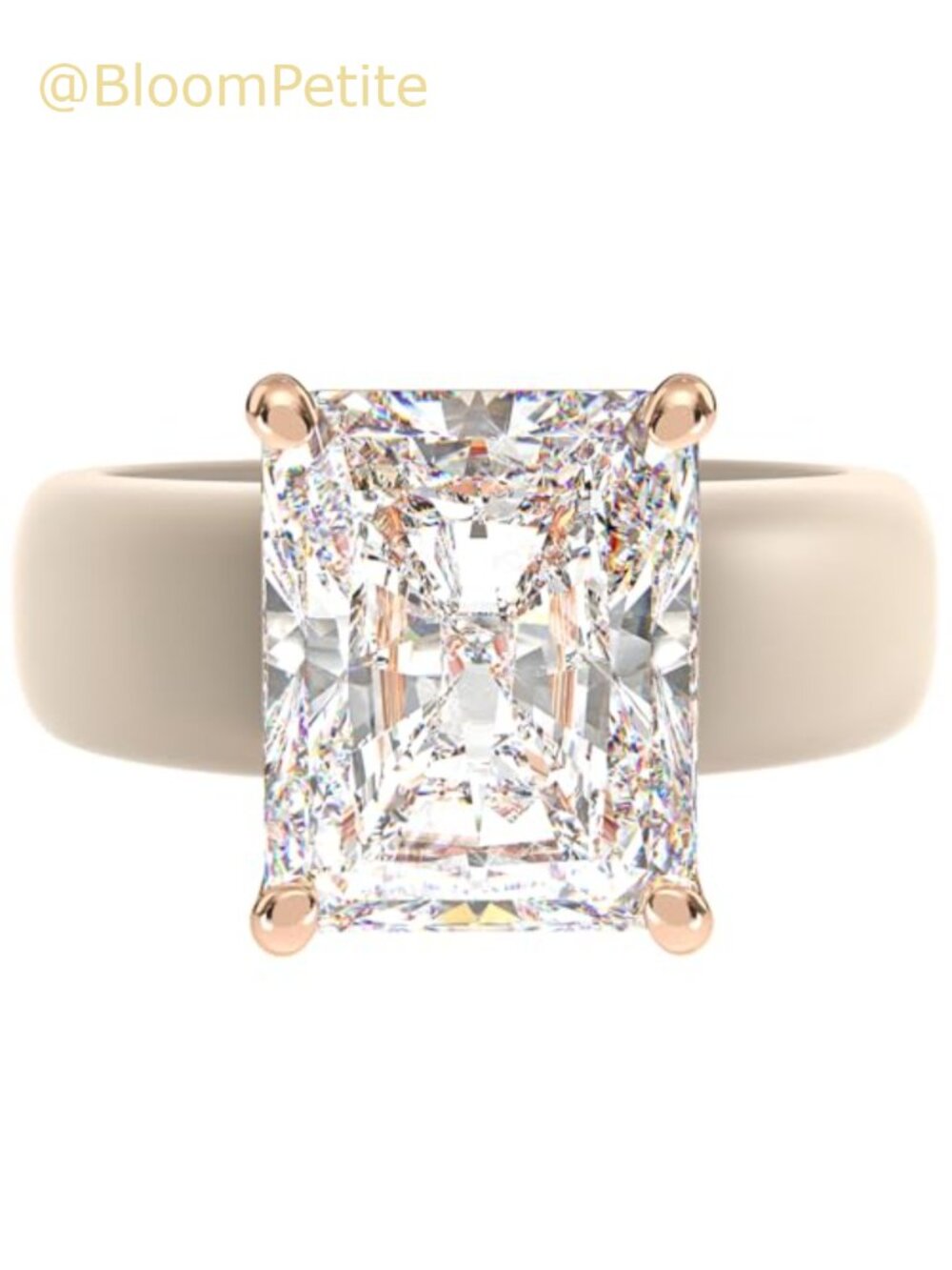 Silicone Ring with Emerald Cut CZ Solitaire Patented Design